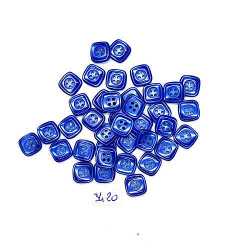 39 boutons en résine bleu - 11x11mm - tr3420