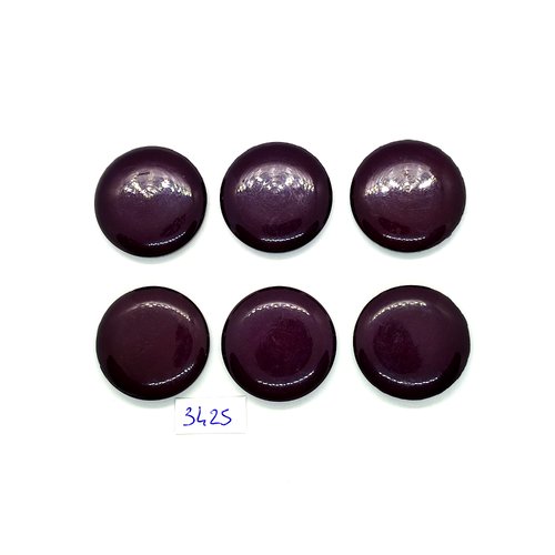 6 boutons en résine violet - 31mm - tr3425