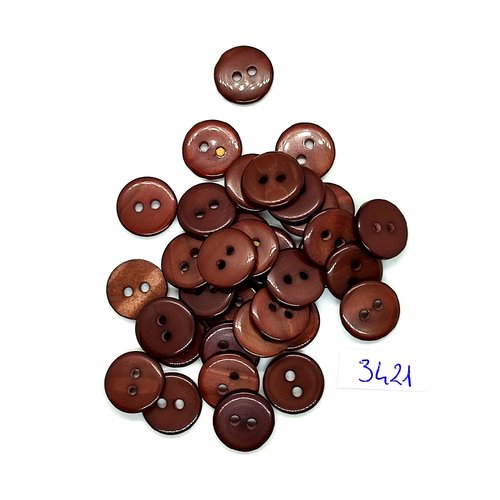 35 boutons en résine marron - 14mm - tr3421