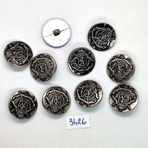 10 boutons en résine argenté - 22mm - tr3426