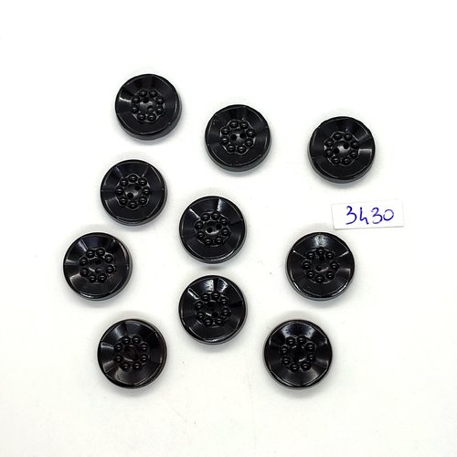 10 boutons en résine noir - 18mm - tr3430