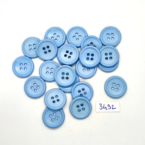 22 boutons en résine bleu clair - 18mm - tr3432