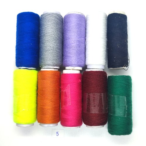 10 bobines de fil à bàtir en polyester - multicolore - 100m
