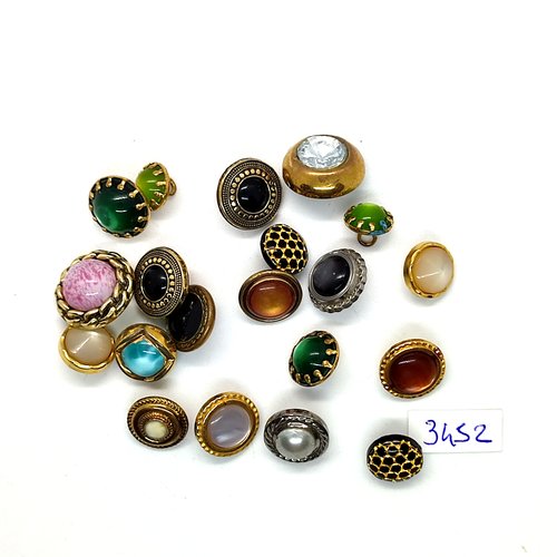 20 boutons en résine et métal multicolore - taille diverse - tr3452