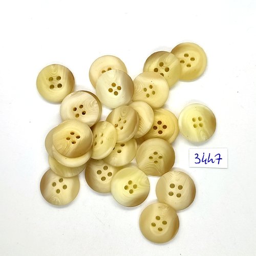 27 boutons en résine beige - 18mm - tr3447