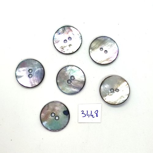 6 boutons en nacre gris - 23mm - tr3448