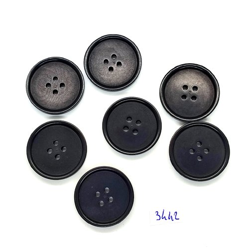 7 boutons en résine noir - 25mm - tr3442