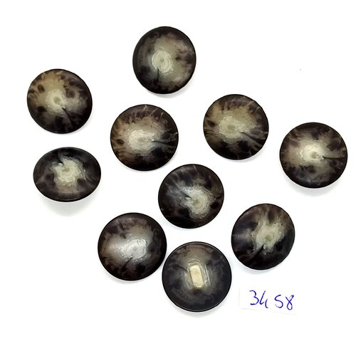 10 boutons en résine gris clair et foncé- 20/21mm - tr3458