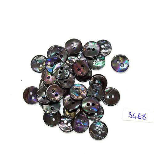 37 boutons en nacre gris foncé - 13mm - tr3468