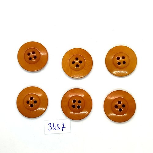 6 boutons en résine marron clair - 23mm - tr3457
