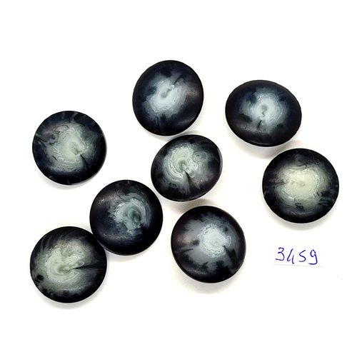 8 boutons en résine gris / bleu - 23mm - tr3459