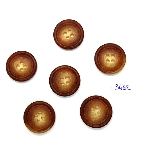 6 boutons en résine marron / beige - 25mm - tr3462