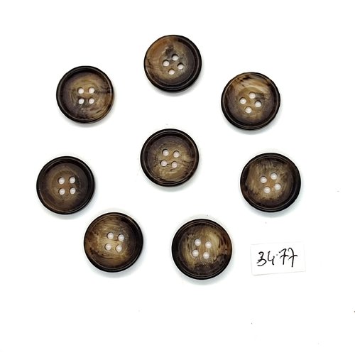8 boutons en résine marron - 20mm - tr3477