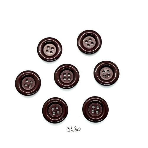 7 boutons en résine marron - 21mm - tr3480