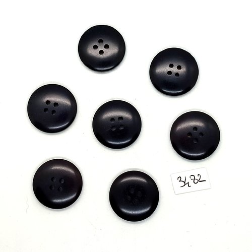 7 boutons en résine bleu foncé / noir - 22mm - tr3481
