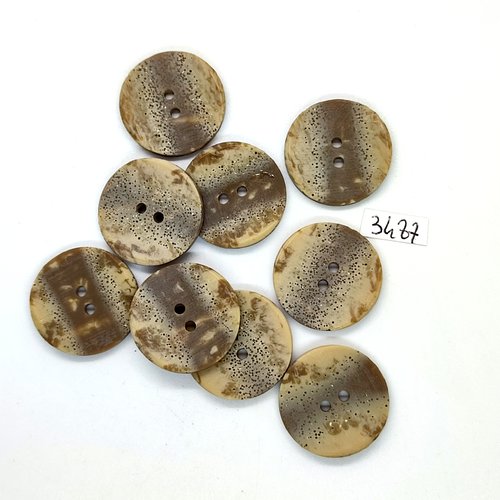 9 boutons en résine beige / marron - 25/26mm - tr3487