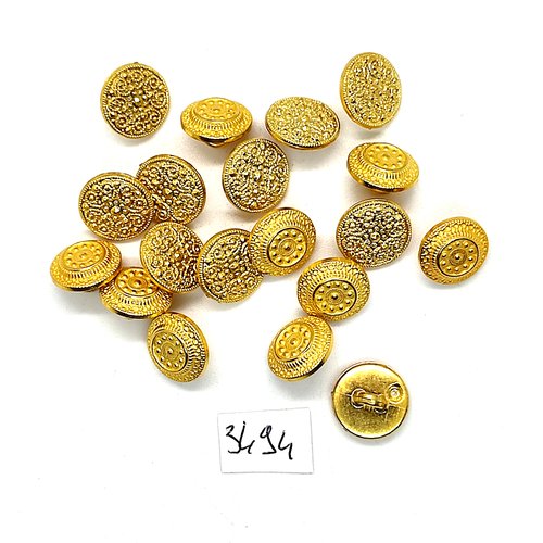 19 boutons en résine doré - 12mm - tr3494