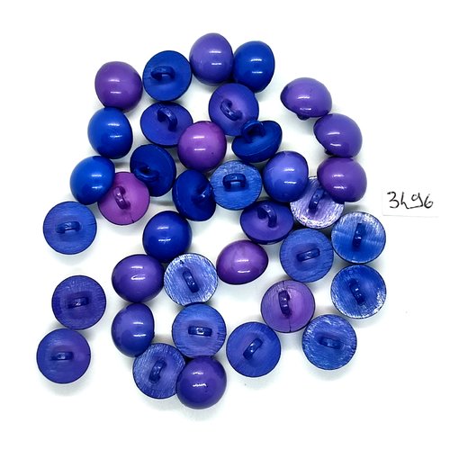37 boutons en résine mauve et bleu - 14mm - tr3496