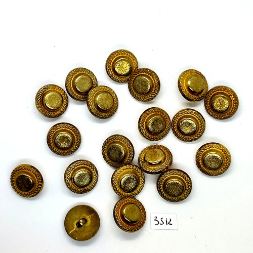 19 boutons en résine doré - 18mm - tr3512