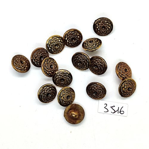 16 boutons en résine doré - 12mm - tr3516