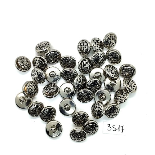 37 boutons en résine argenté - 12mm - tr3517