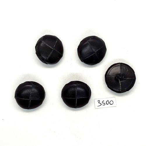 5 boutons en cuir noir - 23mm - tr3500