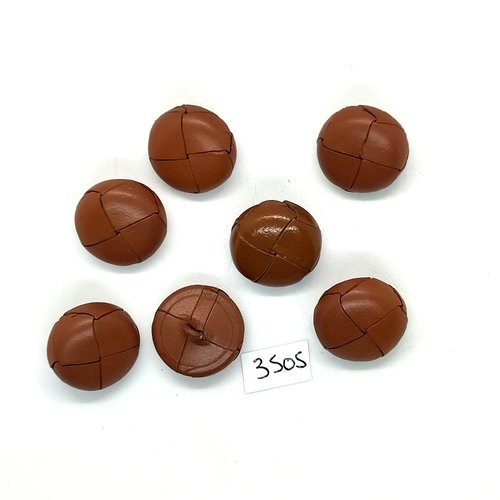7 boutons en cuir marron clair - 21mm - tr3505