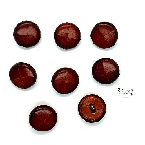 8 boutons en cuir marron - 23mm - tr3507