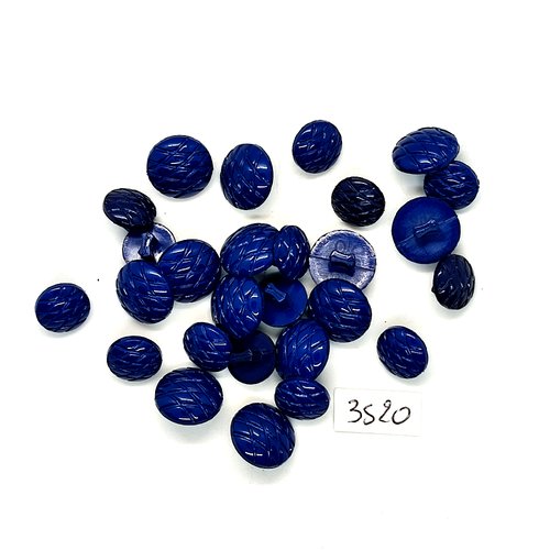 27 boutons en résine bleu - 11mm et 14mm - tr3520