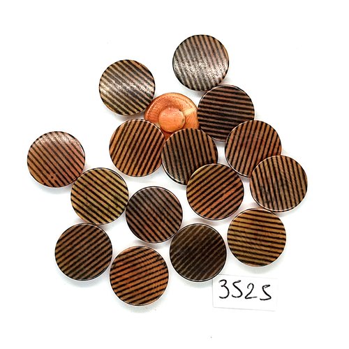 16 boutons en résine marron et rose - 15mm - tr3525