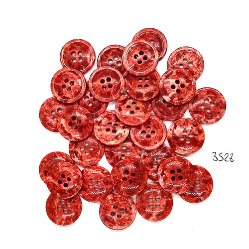 30 boutons en résine rouge / bordeaux - 18mm - tr3528