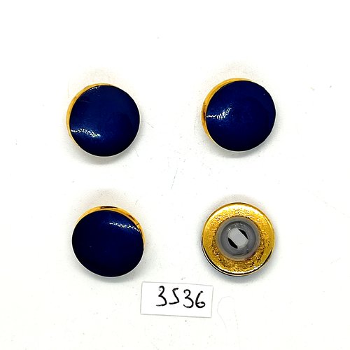 4 boutons en résine doré et bleu - 18mm - tr3536