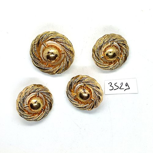 4 boutons en résine doré - 21mm et 23mm - tr3539