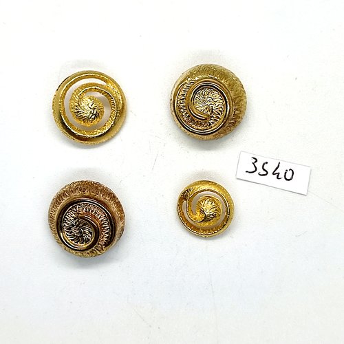 4 boutons en résine doré - 21mm - 20mm et 15mm - tr3540