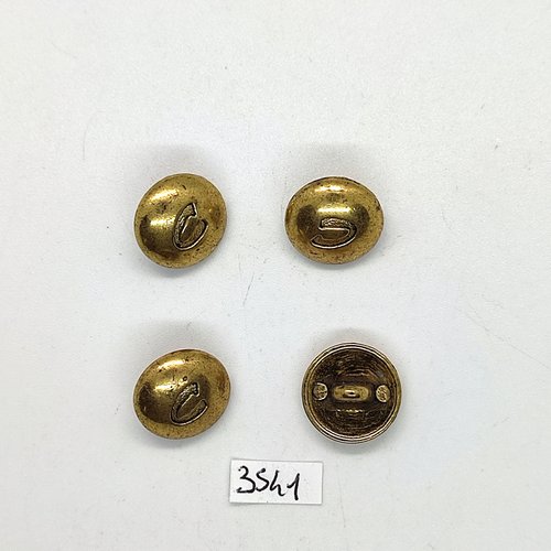 4 boutons en métal doré - 15mm - tr3541