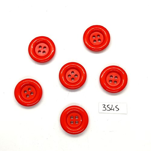 6 boutons en résine rouge - 22mm - tr3545