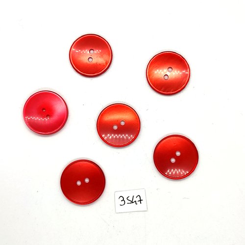 6 boutons en résine rouge - 22mm - tr3547