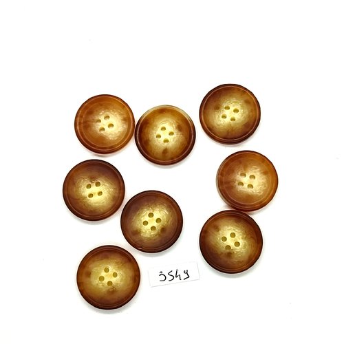 8 boutons en résine beige et marron - 25mm - tr3549