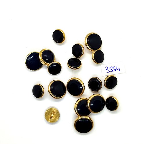 18 boutons en résine doré et noir - entre 12mm et 15mm - tr3554