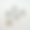 5 boutons en résine transparent argenté et doré - 23mm - tr3555
