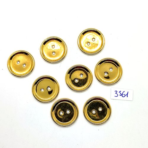 8 boutons en métal doré - 21mm - tr3561