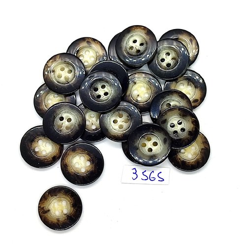 22 boutons en résine gris foncé et clair - 18mm - tr3565
