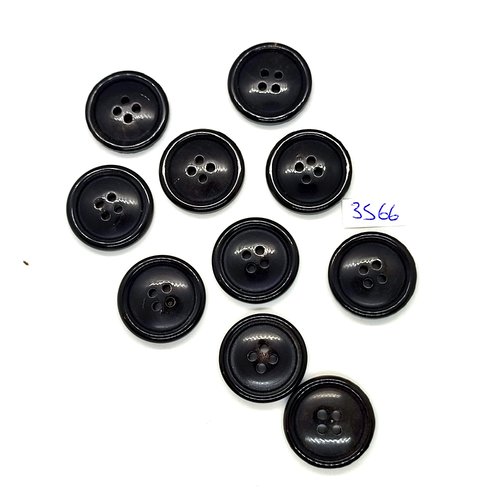 10 boutons en résine noir - 22mm - tr3566