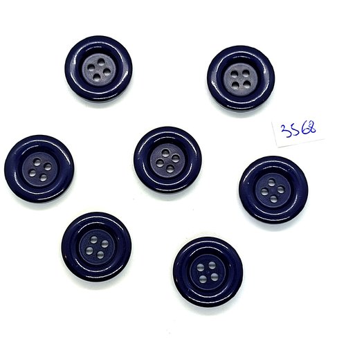 7 boutons en résine bleu foncé - 22mm - tr3568