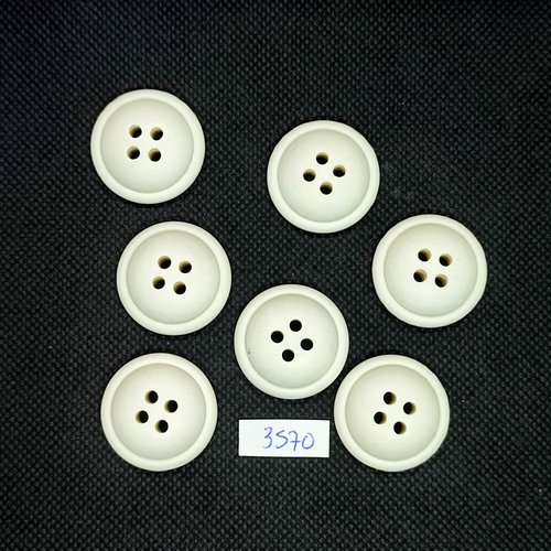 7 boutons en résine blanc - 26mm - tr3570