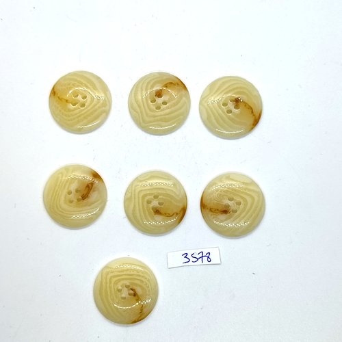 6 boutons en résine beige et marron - 25mm - tr3578