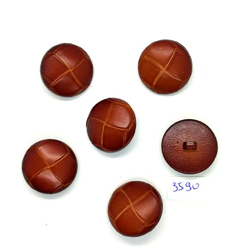 6 boutons en résine marron - 27/28mm - tr3590