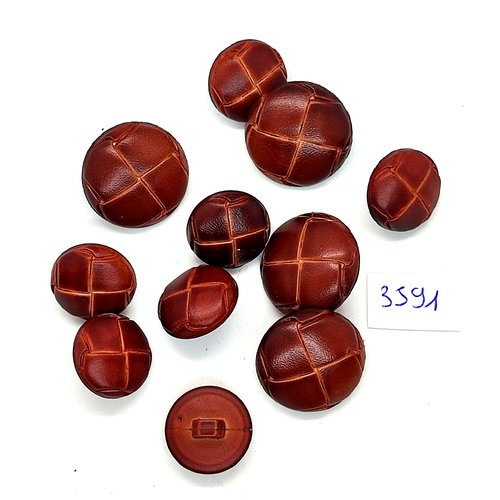 11 boutons en résine marron - 23mm et 17mm - tr3591