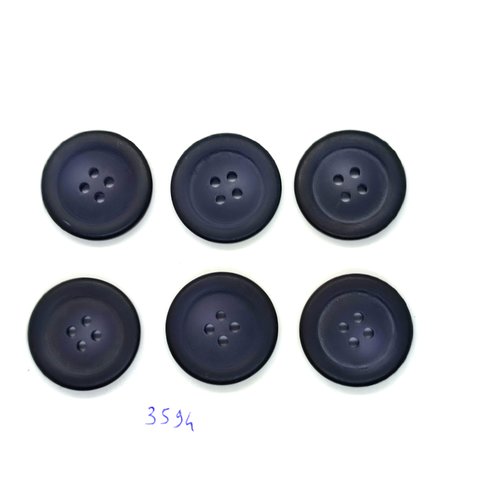 6 boutons en résine noir - 27mm - tr3594