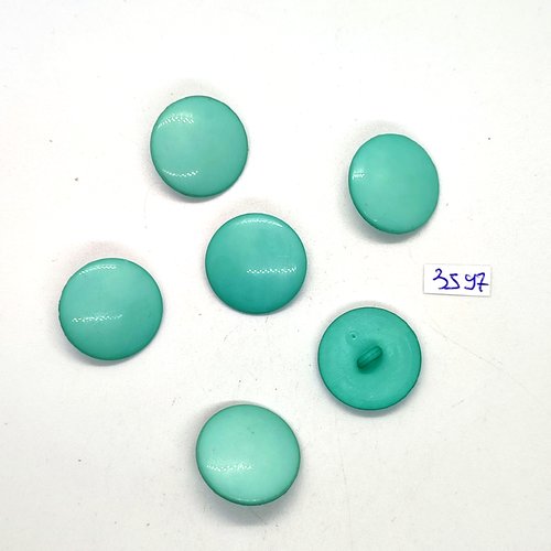 6 boutons en résine vert d'eau - 22mm - tr3597